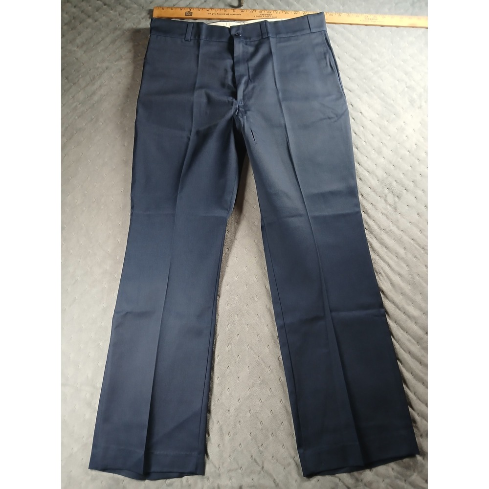 NEW DeeCee Navy Blue Work Pants Mens Flat Front Straight Leg Twill Trousers35x31